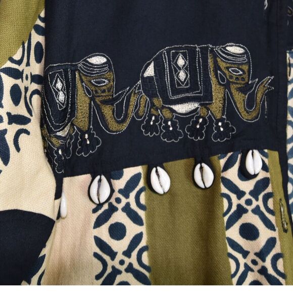 L’affaire Rayon Robe Jacket Indian Elephant Trim Boho Festival Kimono One Size - Picture 9 of 15